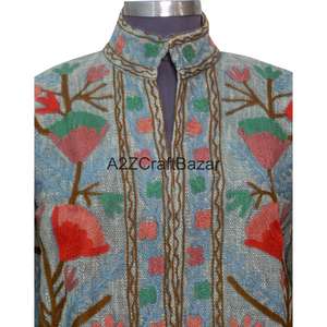 Veste en coton pur 100% brodée à la main, veste en tissu TNT doux faite à la main pour femmes - Product Image 3