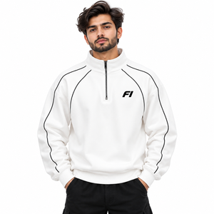 Sudadera Blanca de Cuello Redondo para Hombre, Estilo Raglán, de Algodón y Felpa, con Ribete en Contraste, Manga Larga, Ropa Deportiva, Ropa Urbana de Invierno, OEM - Product Image 4