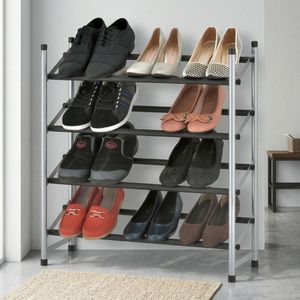 Black Friday Vente en gros Taiwan Moderne Étagère à chaussures en métal réglable à 4 niveaux DIY pour le salon - Product Image 2