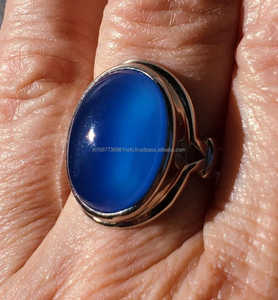 Anillo de plata 925, anillo de banda, anillo azul, anillo hecho a mano, anillo de mujer, anillo Vintage, anillo hermoso, regalo de boda. - Product Image 1