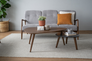 Nested <b>Coffee</b> <b>Table</b> Set of 2 with Pebble-Shaped Tops and Solid Wood Tripod Legs for Residential Project and <b>Small</b> Apartments - Product Image 6