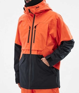 Vestes de ski imperméables personnalisées 10 000 mm pour hommes, combinaison de ski enduite et chaude, orange-noir - Product Image 1