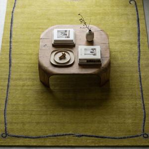 Modern Olive Green Hand Knotted Wool Area Rug Minimalist Border Design Handmade Carpet for Living Room Bedroom Decor - Product Image 4