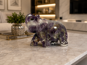 Natural Amethyst Crystal <b>Elephant</b> Statue | Polished Handmade Eco-Friendly Model Sculpture | Luxury Home Decor <b>Gift</b> | Wholesale - Product Image 1