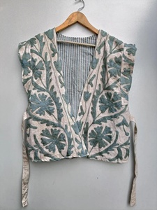 Vest Indian Ethnic Sleeveless <b>Jacket</b> Short <b>Velvet</b> Beaded Floral Cotton Lining Vintage Bohemian Layer Festival Gift for Her - Product Image 1
