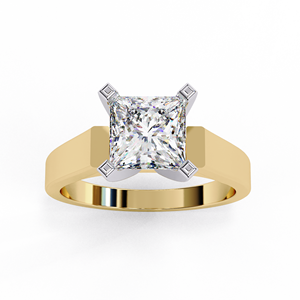 Magnifique bague de fiançailles solitaire en diamant taille princesse, bijou de mariée classique et élégant pour les mariées - Product Image 1