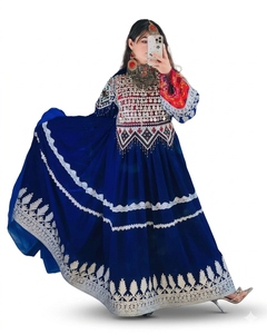 Fabrication professionnelle, robe formelle moderne légère de style vintage afghan pour femmes, appliques brodées, dentelle, robe afghane Kuchi - Product Image 1