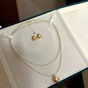 Collar de Perlas Blancas Doradas Naturales de 9-11 mm, Casi Perfectas, Cadena Explosiva para Suéter con Ligeras Imperfecciones para Piel de Bebé - Product Image 2