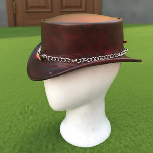 Sombrero de copa Steampunk de cuero genuino hecho a mano de primera calidad con banda de cadena gótica para disfraz victoriano occidental - Product Image 3