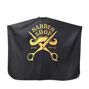 Capa de peluquería personalizada negra con diseño de poste de barbero y mano de calavera, antiadherente, para uso en salones de belleza y barberías. - Product Image 4