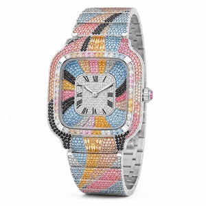 Luxury Women's Rectangular Stainless Steel <b>Watch</b> Analog Quartz <b>Diamond</b> Bracelet Multicolor Crystal Dial - Product Image 5