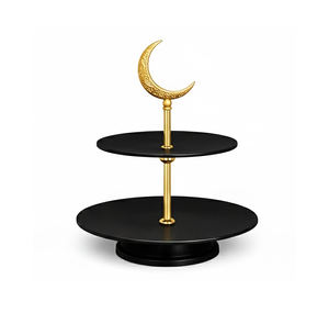 Soporte de mármol de dos niveles para pasteles, diseño elegante que refleja elegancia, espiritualidad y lujo, ideal para el Ramadán y el Eid. - Product Image 3