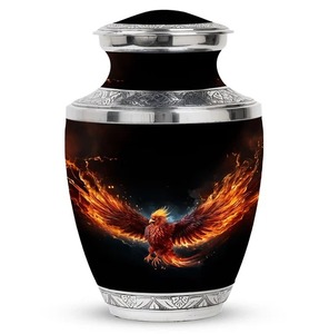 Silver Cremation <b>Urn</b> with Eagle Mountain Design American Style Adult Memorial <b>Urn</b> Custom <b>Large</b> Aluminium Funeral <b>Urn</b> For Ashes - Product Image 2