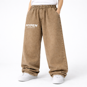HYPEN SPORTS - Jeans de mezclilla holgados de pierna recta para hombre, corte medio, transpirables, para verano, otoño y primavera - Product Image 3