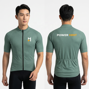 Maillot de cyclisme respirant à manches courtes vert olive uni pour hommes, idéal pour le sport et la course à vélo – Vente en gros - Product Image 1
