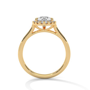 Anillo de compromiso con halo de diamantes cultivados en laboratorio en forma de pera en oro – Anillo nupcial en forma de lágrima, elegante anillo de propuesta con halo para mujer - Product Image 2