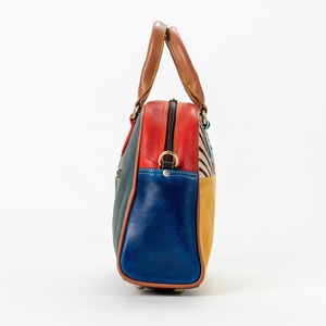 <b>Large</b> Capacity Casual Cowhide <b>Leather</b> Crossbody Shoulder <b>Backpack</b> Women Winter Season Vintage Style Patchwork Special Pattern - Product Image 3