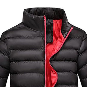 Hooded <b>Winter</b> Puffer <b>Jacket</b> with Stand Collar Patchwork Design 100% Nylon Front Logo - Product Image 6
