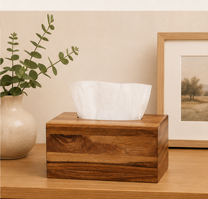 Boîte à mouchoirs rectangulaire en bois d'acacia de qualité supérieure, faite à la main, en bois massif, pour la maison, l'hôtel et le bureau, écologique - Product Image 6