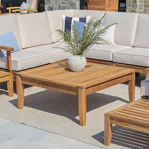 Table basse d'extérieur en teck, moderne, minimaliste, écologique, durable, fabriquée à la main, pour villa contemporaine et terrasse d'hôtel - Product Image 2