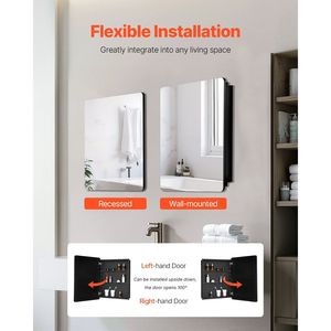 Armadietto per Medicinali 24 X 30 Pollici con Cornice in Alluminio, Specchio da Bagno a 2 Livelli Regolabili e Pratici Ripiani - Product Image 5