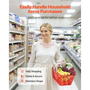 Cesti per la spesa impilabili in PE da 21 litri, 4 pezzi con manici, struttura a rete densa, capacità 20 libbre, cesti porta spesa - Product Image 5