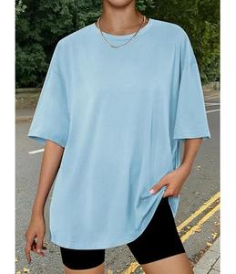 Camiseta de Mujer de Algodón 100% Sólido, Diseño Nuevo, Manga Corta, Cuello con Hombros Caídos, Estilo Holgado Informal y Transpirable, Hecho en Bangladesh - Product Image 6