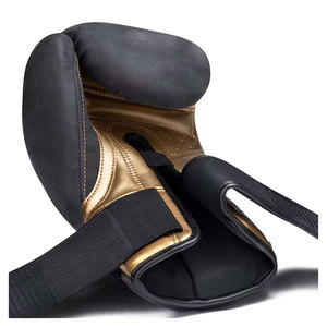 Gants de boxe en PU dorés avec bandes noires, fermeture Velcro, respirants, pour adultes - Product Image 3