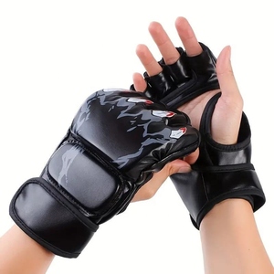Guantes de MMA de Cuero Premium para Grappling, Guantes de Entrenamiento con Dedos Descubiertos, Agarre Fuerte, Personalizables con Logotipo y Diseño AI-MG-903 - Product Image 2
