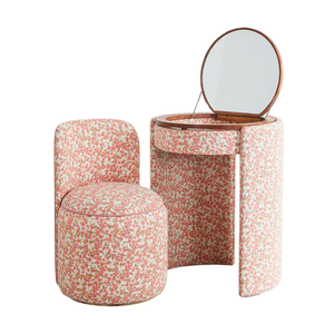 Tocador de Maquillaje Moderno de Lujo 2026 con Flores Rosas, Pequeño, Tapizado, con Espejo y Taburete, de Madera de Roble, Venta al por Mayor para Proveedores - Product Image 1