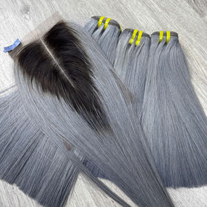 Gris couleur os droit couleur claire avec racine foncée 100% prix de grossiste de cheveux humains de l'usine, extensions de cheveux - Product Image 1