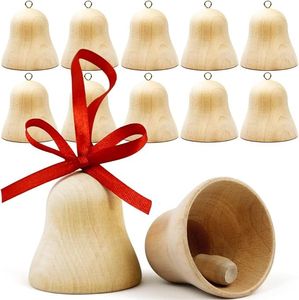 Handcrafted <b>Wooden</b> Engraved Hanging Bell Ornament Christmas Theme Traditional Design High Quality Ceiling Mount Home Decoration - Product Image 3