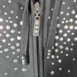 High Quality Embroidery Logo Rhinestones Hoodies for Women Hot Selling Custom Logo Oversized <b>ZIP</b> Up Women Rhinestone Hoodie - Product Image 4