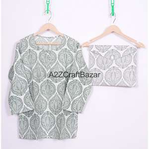 Pyjama pour femmes en satin de coton de qualité supérieure, ensemble 2 pièces, col rond, manches longues, respirant, vêtements de détente pour l'automne - Product Image 2