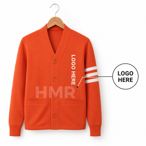 เสื้อคาร์ดิแกนอะคริลิค HMR รักษ์โลก สีส้มขาวตัดกัน แต่งกระดุม มีกระเป๋า สไตล์ลำลอง สำหรับกลุ่มเพื่อนร่วมงาน - Product Image 5