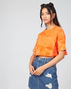 เสื้อยืดโอเวอร์ไซส์ทรงครอป แขนสั้น คอกลม ผ้าฝ้าย สไตล์สตรีทแวร์ ทรงหลวมสำหรับผู้หญิง - Product Image 4
