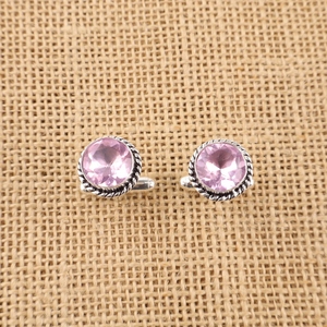 Niharika Gems Handmade Purple Morganite Gemstone <b>Cuff</b> Links Jewellery In 925 Sterling Silver Plated <b>Cuff</b> Links For Men And Women - Product Image 1