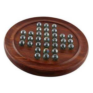 Wooden Solitaire Board Game with Marbles Classic Brain Teaser Strategy <b>Puzzle</b> - Product Image 3