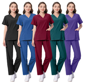 Custom Logo 2026 New Women's Nurse Clinic Soft Fabric <b>Scrub</b> <b>Set</b> V Neck Multi Color Nursing Uniform Wholesale Low MOQ Manufacture - Product Image 1