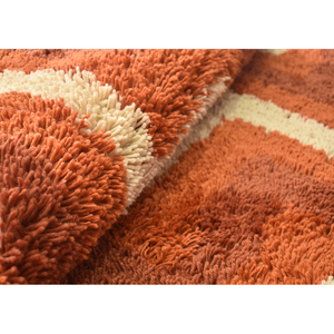 Tapis moderne en laine tuftée à la main, motif géométrique chevron, couleur terre cuite orange, tapis moelleux pour salon et chambre à coucher - Product Image 4