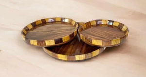 Vaisselle de service réutilisable pour la maison et la cuisine, ensemble d'assiettes et de plats en bois, vaisselle en bois massif, écologique, restaurant - Product Image 2