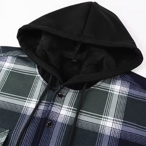 Veste en flanelle à capuche pour homme de haute qualité, en coton écologique, décontractée, à manches longues, avec boutons en corne, chaude, pour l'hiver, streetwear, logo sur le devant - Product Image 4