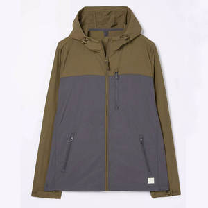 Veste coupe-vent à capuche pour homme, color-block, imperméable, fermeture éclair, décontractée, pour l'automne, coupe régulière, en polyester - Product Image 1