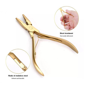Golden Color Lightweight Hair Extension <b>Pliers</b> Adjustable <b>Multi</b> Purpose Hair Extension Installation <b>Tool</b> Comfortable Ergonomic - Product Image 5
