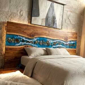 Tête de lit en résine époxy Ocean Wave |   Bois et pierre naturels - Product Image 5