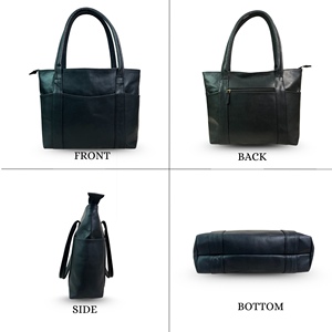 Sac à main vintage en cuir véritable pour femme, style cabas, sac à bandoulière, cadeau de la Saint-Valentin, sac de shopping 16 pouces (noir) - Product Image 2