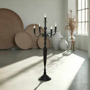 Tall Five Pillar Black Candle <b>Stand</b> Perfect For Floor Display Event Styling Entrance Display And Side <b>Corner</b> Decor From India - Product Image 1