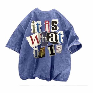 T-shirts graphiques décontractés à épaules tombantes, style streetwear oversize, effet délavé - Product Image 4