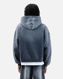 เสื้อฮู้ดวินเทจฟอกสีซีดแบบซันเฟด ผ้าฝ้าย 100% เฟรนช์เทอร์รี่เนื้อหนา เสื้อฮู้ดเปล่าคุณภาพสูง ผู้ผลิตเสื้อฮู้ดแบบ OEM และ ODM - Product Image 2