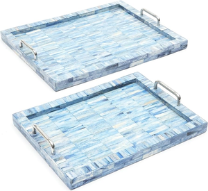 Plateau de rangement rectangulaire en nacre, compatible lave-vaisselle, qualité alimentaire, multifonction, organisateur de dîner, artisanat, fête et table de restaurant - Product Image 2